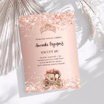 Rose gold carriage tiara glitter Sweet 16 Invitation<br><div class="desc">An elegant and romantic Sweet 16 invitation. A rose gold gradient background decorated with faux glitter,  a princess tiara and carriage. Personalize and add a name and party details.</div>