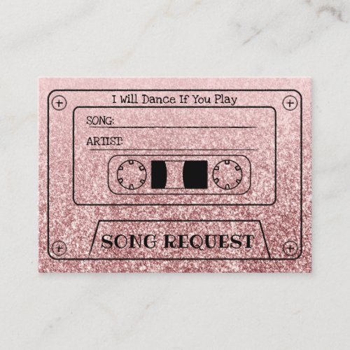 Rose Gold Cassette Wedding Song Request Insert