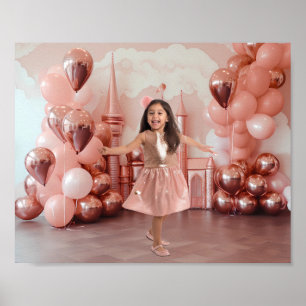 Rose Gold Castle Balloons Photography Background Poster