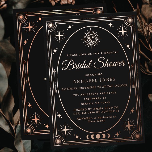 Rose Gold Celestial Black Tarot Card Bridal Shower (Creator Uploaded)
