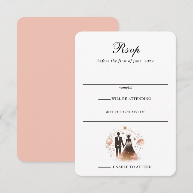 Rose Gold Celestial Wedding RSVP Card (Front/Back)