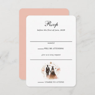 Rose Gold Celestial Wedding RSVP Card