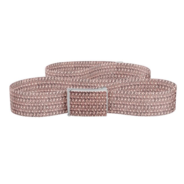 Rose Gold Chainmail Pink Metal Armor Metallic Look Belt (Zig-Zag)