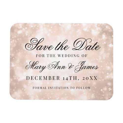 Rose Gold Champagne Bokeh Elegant Save The Date Magnet