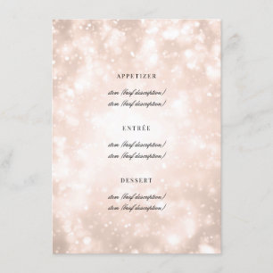 Rose Gold Champagne Bokeh Elegant Wedding Menu