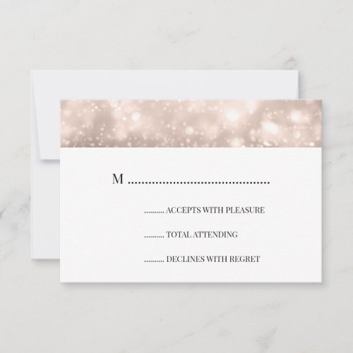 Rose Gold Champagne Bokeh Elegant Wedding RSVP