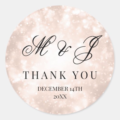 Rose Gold Champagne Bokeh Wedding Favor Tag