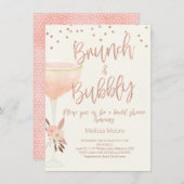 Rose Gold Champagne Glass Bridal Shower Invitation (Front/Back)