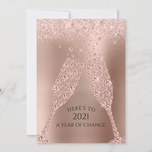 Rose Gold Champagne Toast to 2021 Numerology Holiday Card