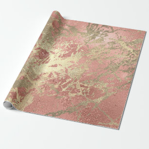 Rose Gold Champaigne Marble Shiny Metallic Strokes Wrapping Paper