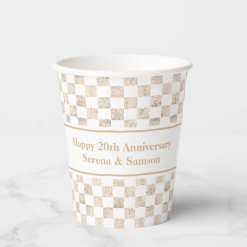 Rose gold checker board simple sophisticated party paper cups