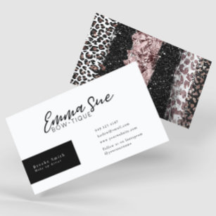 Rose Gold Cheetah Leopard Print Elegant Business Card