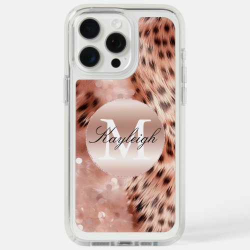 Rose Gold Cheetah Monogram iPhone 15 Pro Max Case