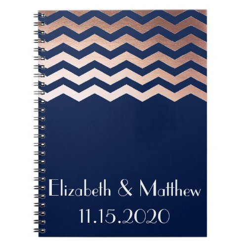 Rose Gold Chevron Personalized Wedding Planner Notebook