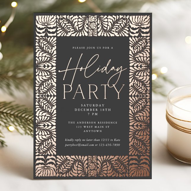 Rose Gold Chic Arts & Crafts Style Holiday Party  (Creator Uploaded)
