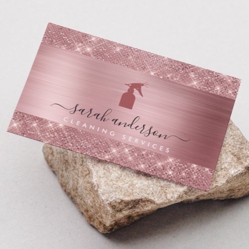 Rose Gold Chic Cleaning Services Business Card