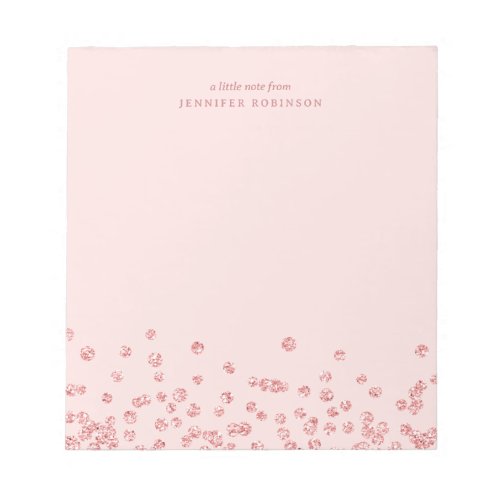 Rose Gold Chic Glam Faux Glitter Confetti Blush Notepad