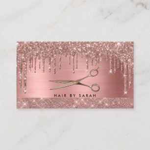 Rose Gold Chic Glitter Drips Hair Business Card