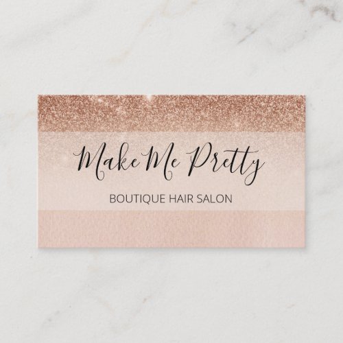 Rose Gold Chic Glitter Ombre Pink Salon Girly Business Card