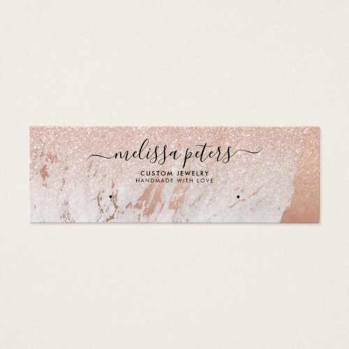 Rose Gold Chic Glitter White Marble Display Card
