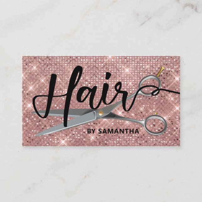 Rose Gold Chic Hairstylist Business Card (Front)