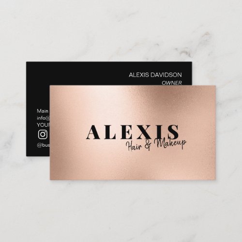 Rose Gold Chic Simple Hair and Makeup Business Business Card