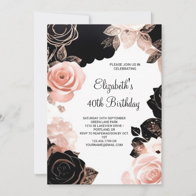 Rose Gold Chic Surprise 40th Birthday Invitation (Front)