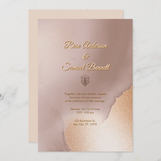 Rose Gold Chic Wedding Invitation (Front/Back)