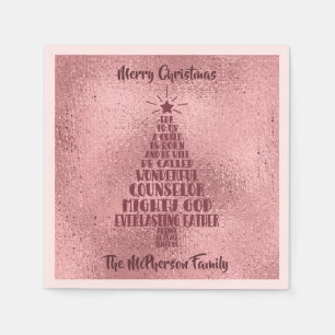 Rose Gold Christian Christmas Scripture - Add Name Napkins