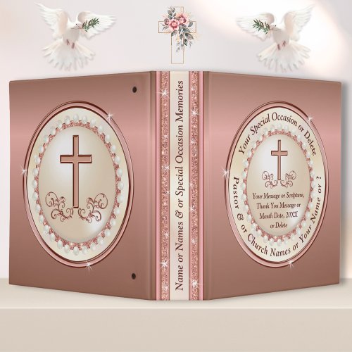 Rose Gold Christian Photo Album Any Occasion 3 Ring Binder