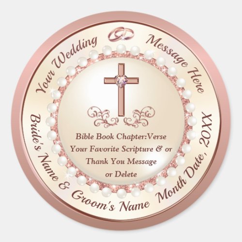 Rose Gold Christian Wedding Favors Stickers