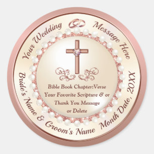 Rose Gold, Christian Wedding Favors Stickers