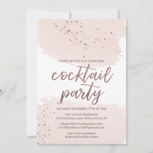 Rose Gold Christmas Cocktail Party Invitation