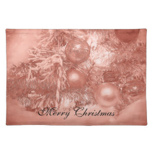 Rose Gold Christmas Ornaments Festive Holiday Tree Cloth Placemat