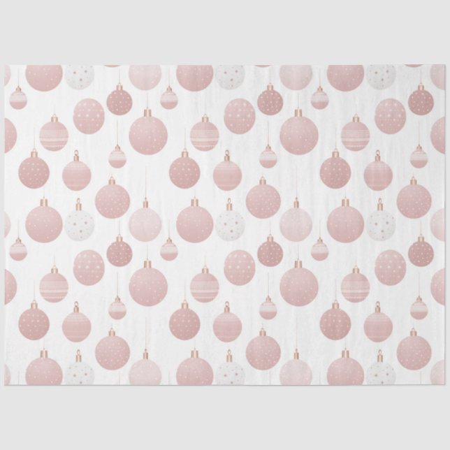 Rose Gold Christmas Ornaments Pattern Christmas Tissue Paper (Front)