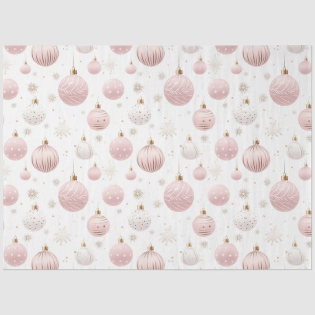 Rose Gold Christmas Ornaments Snowflakes Christmas Tissue Paper (Front)