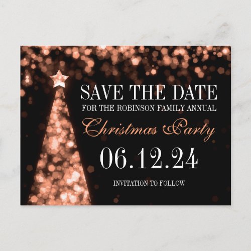 Rose Gold Christmas Party Save The Date Announcement Postcard