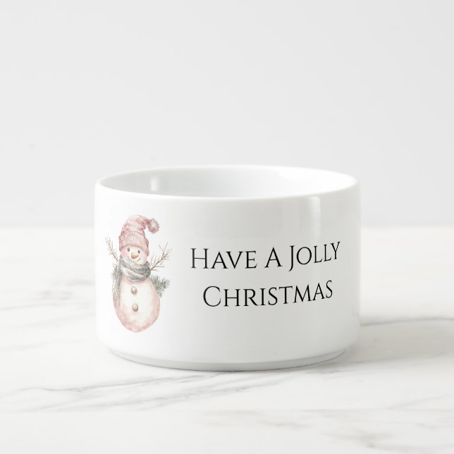 Rose Gold Christmas Snowman Bowl (Center)