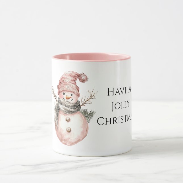 Rose Gold Christmas Snowman Mug (Center)