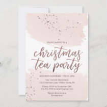 Rose Gold Christmas Tea Party Invitation