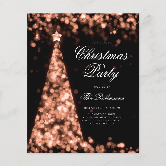 Rose Gold Christmas Tree Invite Program Menu Flyer (Front)
