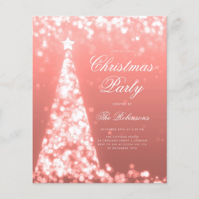 Rose Gold Christmas Tree Invite Program Menu Flyer (Front)