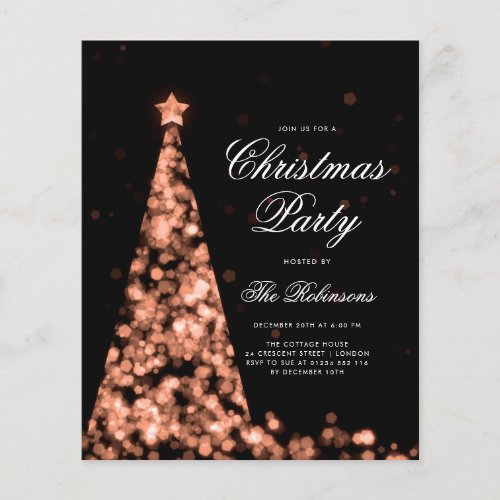 Rose Gold Christmas Tree Invite Program Menu Flyer