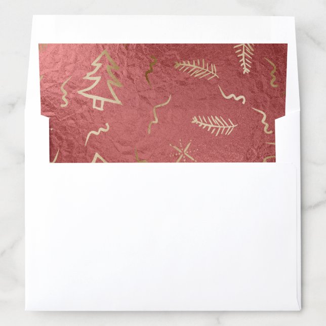 Rose Gold Christmas Tree Pattern Envelope Liner (In Envelope)
