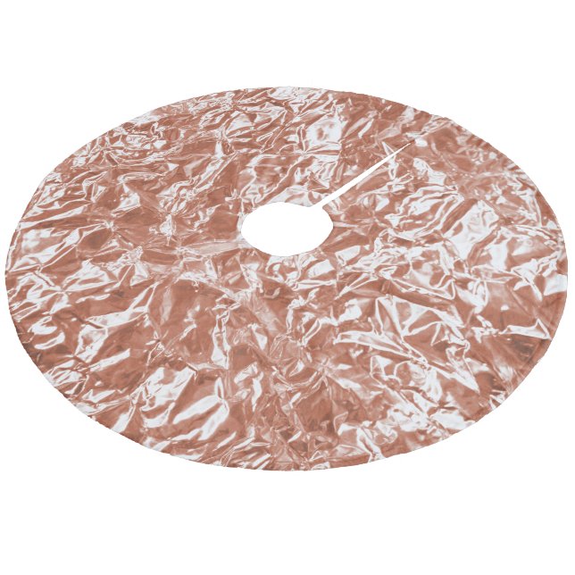 Rose Gold Christmas Tree Skirt - Elegant Fleece (Angled)
