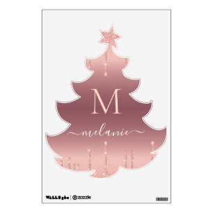 Rose Gold Christmas Wall Decal Custom Letter Name