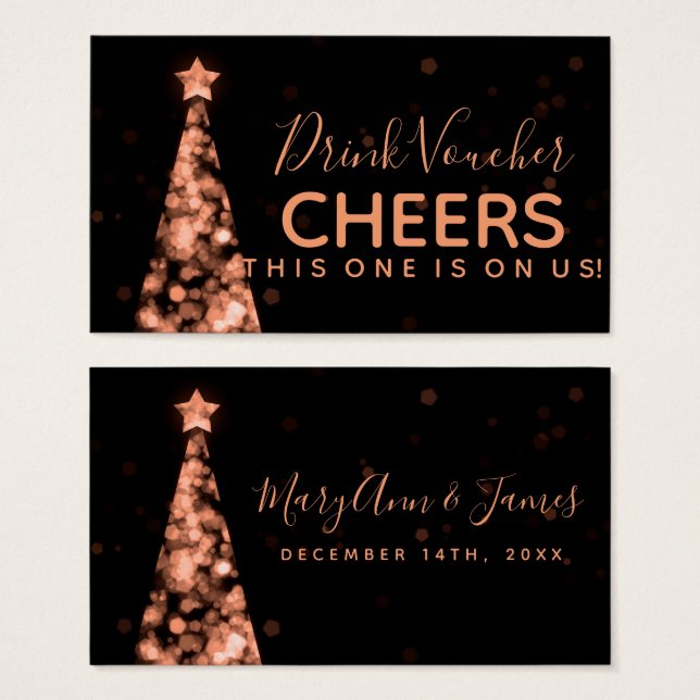 Rose Gold Christmas Wedding Drink Voucher (Front & Back)