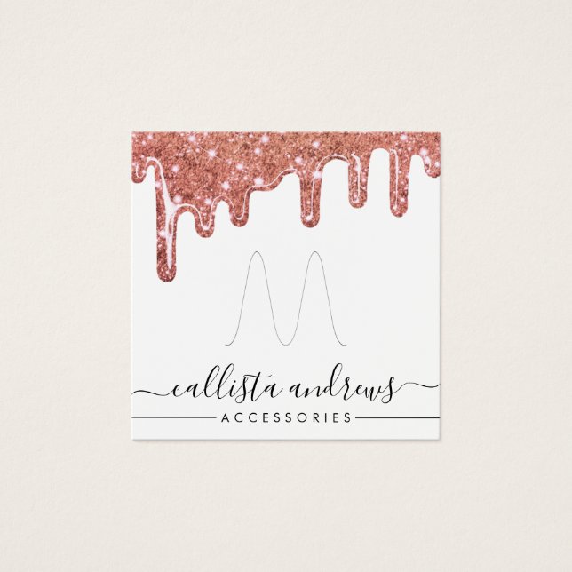 Rose Gold Chunky Glitter Drips Ring Display Card (Front)