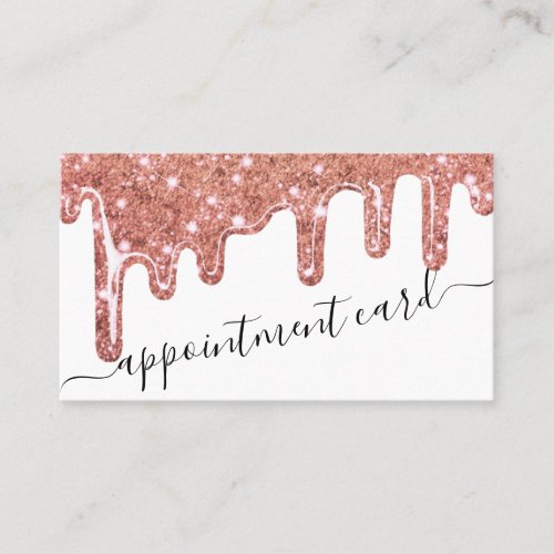 Rose Gold Chunky Glitter Thick Drips Appointment Business Card