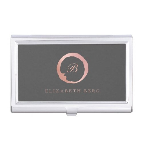 Rose Gold Circle Monogram Business Card Case